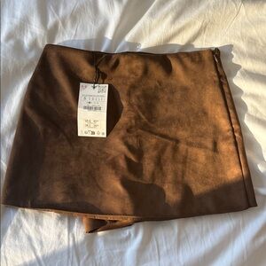 Brown Zara Suede Mini Skort